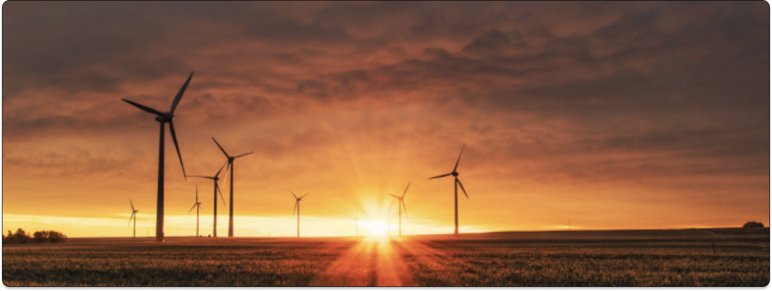 Sunset with wind turbines