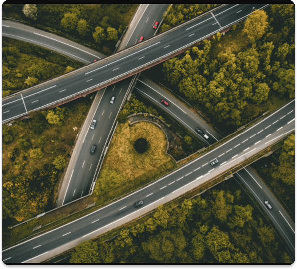Aerial view of highway intersection